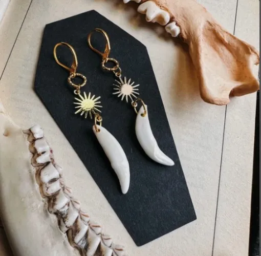 fake fox teeth earrings