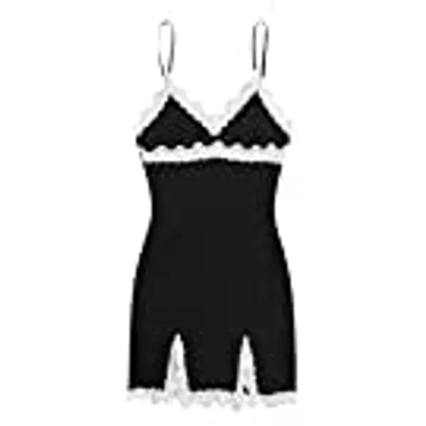 Romwe Women's Sleeveless Lace V Neck Spaghetti Strap Mini Bodycon Short Dress