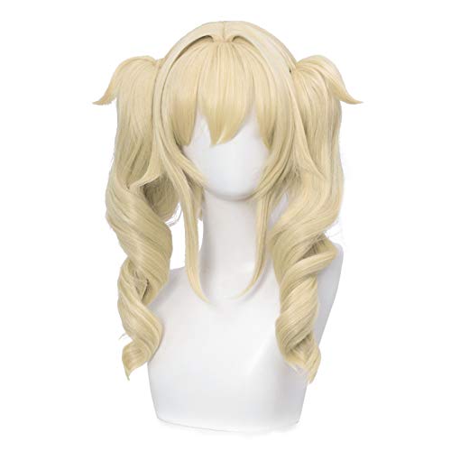 SL Blonde Cosplay Wig with Pigtails for Barbara Cosplay Costume Girls Women Anime Curly Lolita Hair Wigs with Ponytails Bangs + Cap - 1 Count (Pack of 1) - Blonde Barbara