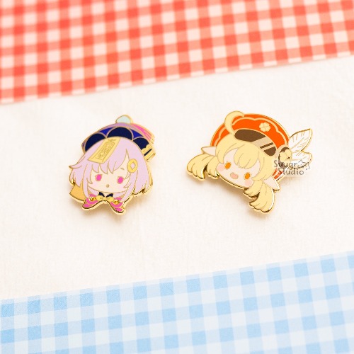 Genshin Impact Klee & Qiqi Hard Enamel Pin - Set of Both / [A Grade] / Locking Clasps