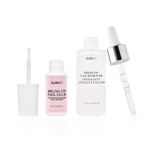 Glamnetic Super Strong Brush On Nail Glue and Press On Nail Remover | Odorless, No Acetone, Gentle Press-On Nail