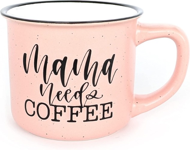 June & Lucy Mom Mug with Stylish Gift Box- Novelty Coffee Mug Mom Gifts - Cute Coffee Mugs for Women - Coffee Mug with Hand Lettering - 15 oz Microwave and Dishwasher Safe (Mama Needs Coffee) - Mama Needs Coffee