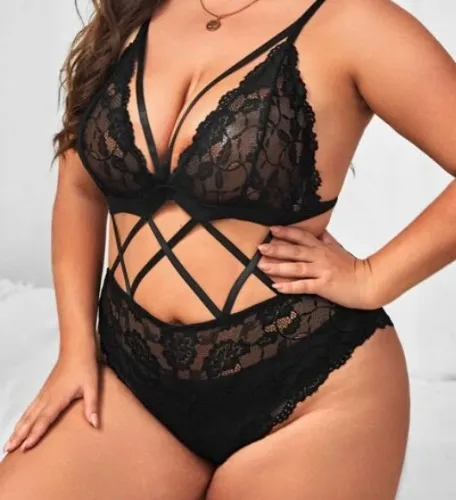 Plus Floral Lace Harness Lingerie Set Without Panty | SHEIN USA