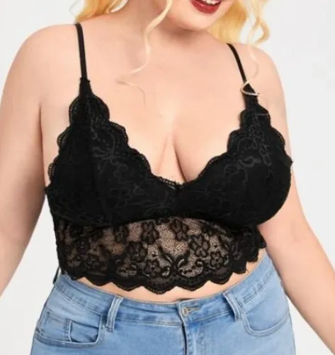 Plus Floral Lace Scallop Trim Bralette | SHEIN USA