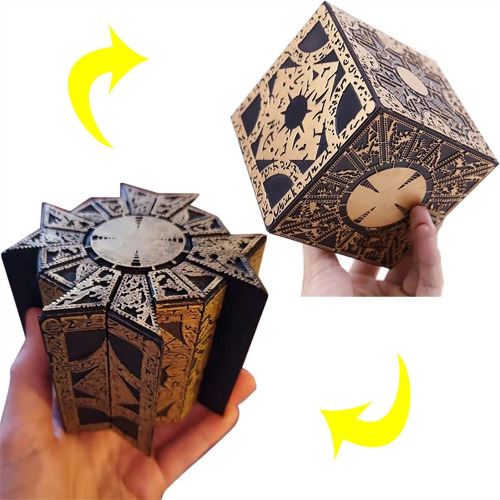 Detachable Hellraiser Puzzle Box, Hellraiser Puzzle Box Functional, Deformation Detachable Lock Puzzle Box. Lament Configuration Horror Movie Merchandise Full-Featured Prop Model Ornaments,with Base - 