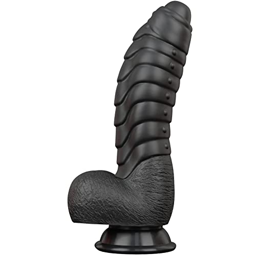 LZYAA 8.5Inch Realistic Dildo Soft Liquid Silicone Material No Any Smell Adult Sex Toys Thick Penis Strong Suction Cup for Hand-Free(Black) - Black - 8.5 Inch