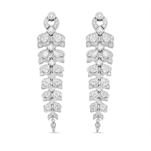 18K White Gold 10 1/4 Cttw Mixed Fancy Diamond Clusters Vintage Art Deco Cascade Dangle Drop Earrings (VS1-VS2 Clarity, G-H Color)