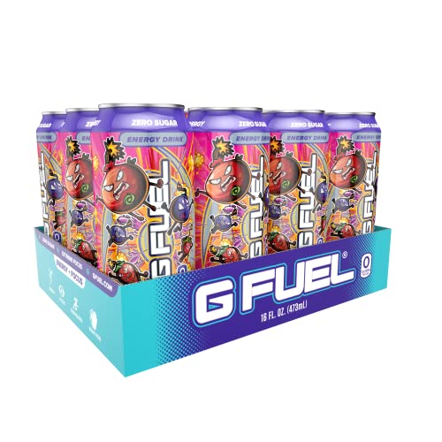G Fuel Berry Bomb Energy Drink, 16 oz can, 12-pack case - Strawberry Blueberry Medley - 1 Count (Pack of 12)