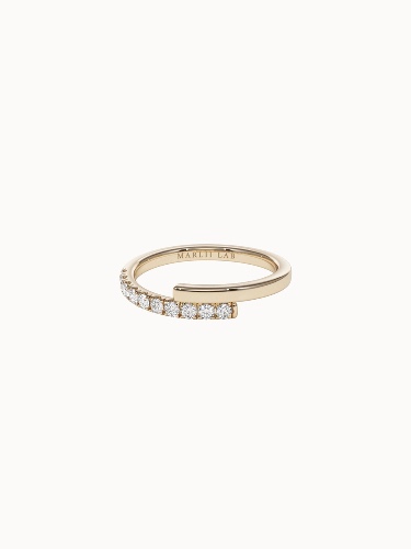 Pavé and Gold Crossover Ring - Yellow Gold - M 1/2 (US 6.75)