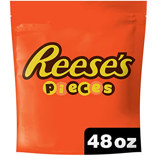 REESE'S PIECES Peanut Butter In a Crunchy Shell, Resealable Bulk Candy Bag, 3 lb - Peanut Butter - 48 Ounce (Pack of 1)
