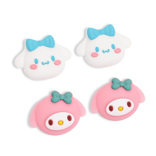 DLseego Cute Dog & Rabbit Thumb Grips Caps for Switch Lite / Switch / Switch OLED Lovely Soft Silicone Joystick Button Caps Analog Joy Con Stick Protective Cover - Blue and Pink (4PCS) - Blue and Pink