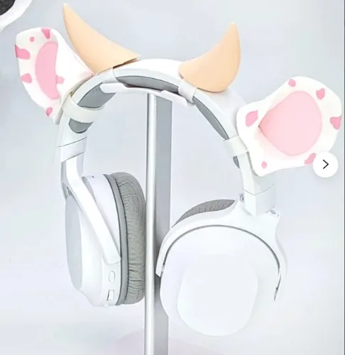 Cow Ears for Headphones, Calf Headset Attachment, Anime Twitch Gaming Streaming Props
