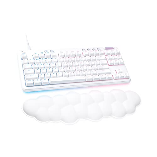 Logitech G713 Wired Mechanical Gaming Keyboard with LIGHTSYNC RGB Lighting, Clicky Switches (GX Blue), and Keyboard Palm Rest, PC/Mac Compatible - White Mist - Wired - Clicky - Keyboard