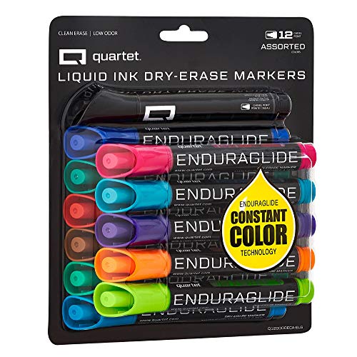 Quartet Dry Erase Markers, Whiteboard Markers, Chisel Tip, EnduraGlide, White Board Dry Erase Pens for Teachers, Home, School & Office Supplies, Assorted Colors, 12 Pack (5001-18MA)