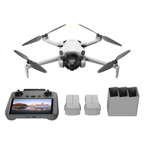DJI Mini 4 Pro Fly More Combo with DJI RC 2 (screen remote controller), Folding Mini-Drone with 4K HDR Video Camera for Adults, Under 0.549 lbs/249 g, 34-Min Flight Time, 2 Extra Batteries - DJI Mini 4 Pro Fly More Combo RC2 - Single