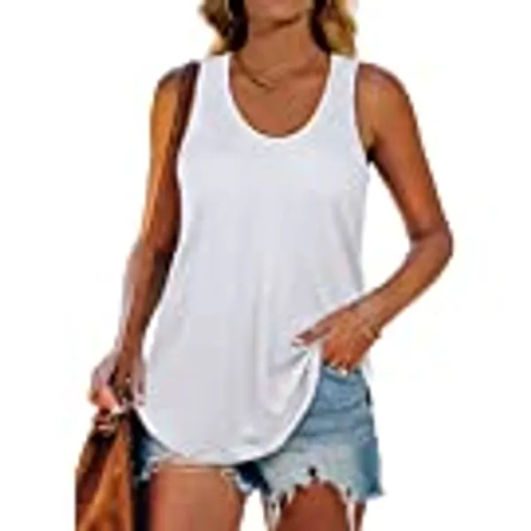 XIEERDUO Womens Racerback Tank Tops Loose Fit Causal Summer U Neck