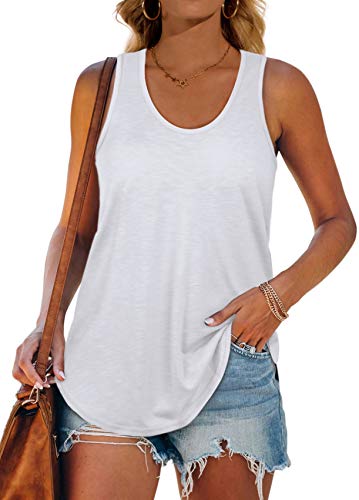 XIEERDUO Womens Racerback Tank Tops Loose Fit Causal Summer U Neck - 02-white XX-Large