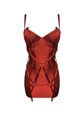 Adjustable Bondage Angela Dress | Burnt Red / LL