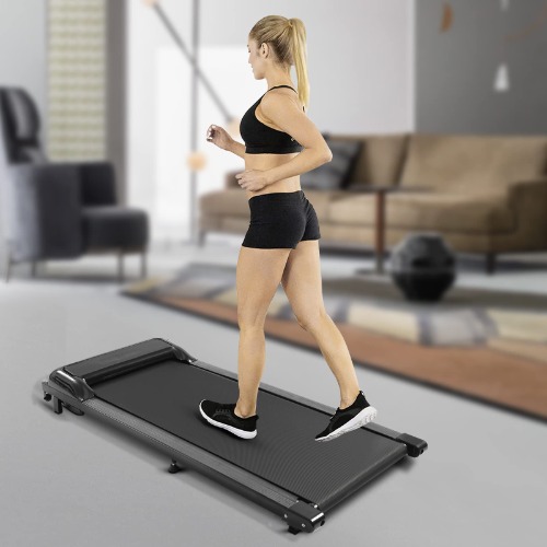Walking Pad loopband bureau, kleine loopband voor thuis, fitness, wandelpad, loopbanden met lcd-display en afstandsbediening, Under Desk Treadmill voor kantoor - Zwart