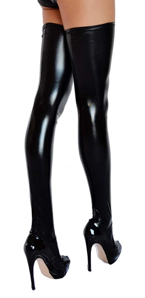 Etrado Fashion Kousen, lang, tot boven de knie, in wetlook, zonder jarretelles, kniekousen