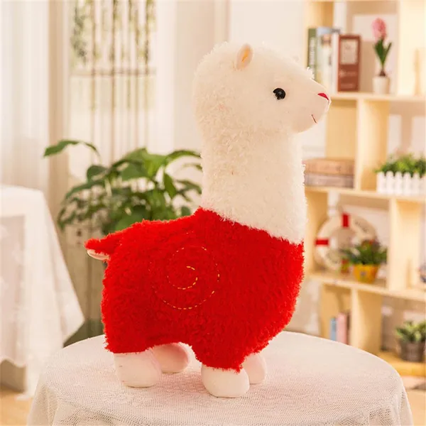 Zinsale Carina Alpaca Peluche Doll Cuscino Peluche delle Pecore Animali di Peluche (Rosso, 28cm)