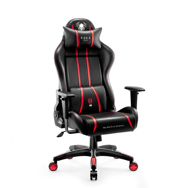 Diablo X-One 2.0 Sedia da Gaming Gamer Chair Poltrona Ufficio Scrivania Braccioli Regolabili Design Ergonomico Supporto Lombare Funzione di Inclinazione (Rosso, Normal (L))