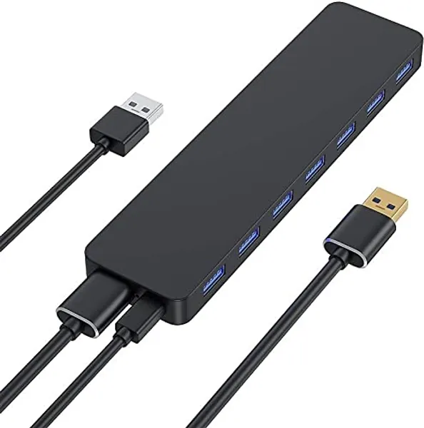 Hub USB 3.0 Alimentato, 7 Porte Sdoppiatore Multi USB SuperSpeed 5Gbps con Cavo USB 3.0 per Dischi Rigidi, Chiavetta USB, Mouse, Tastiera, Stampante, Fotocamera(4 USB 3.0+3 USB 2.0)