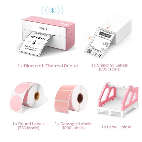 Wireless Bluetooth Thermal Label Printer ITPP129 Starter Kit | Pink | Type 9