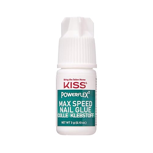 KISS PowerFlex Maximum Speed Nail Glue for Press On Nails, Super Strength Flex Formula Nail Adhesive, Includes One Bottle 3g (0.10 oz.) with Twist-Off Cap & Nozzle Tip Squeeze Applicator - 1 Pack - 1