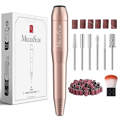 MelodySusie Electric Nail Drill Machine,PC120I Portable Electric Nail File Efile Nail Dremel Set for Acrylic Gel Nails, Manicure Pedicure Tool with Nail Drill Bits Sanding Bands Dust Brush - A-gold