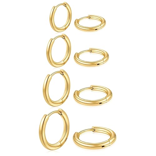 Huggie Hoop Earrings Small Hypoallergenic 14K Gold Plated Huggie Earrings For Women Simple Huggie Stud Earrings - Gold