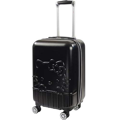 ful Hello Kitty Carry On Luggage, Molded Hardshell Rolling Suitcase with Spinner Wheels, Black, 21 Inch - 21 Inch - Black