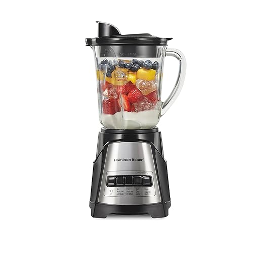 Hamilton Beach Power Elite Wave Action Blender For Smoothies, 40 Oz Glass Jar, 12 Functions Including Puree, Crush Ice, Black, 700 Watts, Black (58148A) - 40 Oz Glass Jar - Black