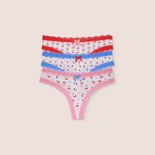 Cherry Print Thongs (3 Pack) - Multi | S
