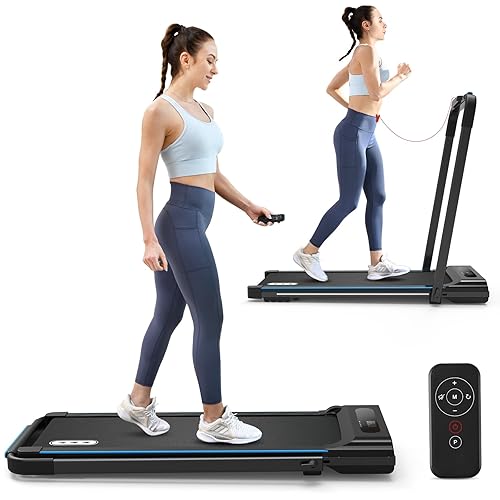 REDLIRO Under Desk Treadmill 2 in 1 Walking Pad, Portable, Folding, Electric, Motorized, Walking and Jogging Machine with Remote Control for Home and Office Workout - Black