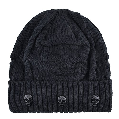K KISSBAOBEI Unisex Men Women Skull Knitted Beanie Hats Cap for Winter Toboggan Hat - One Size - Black