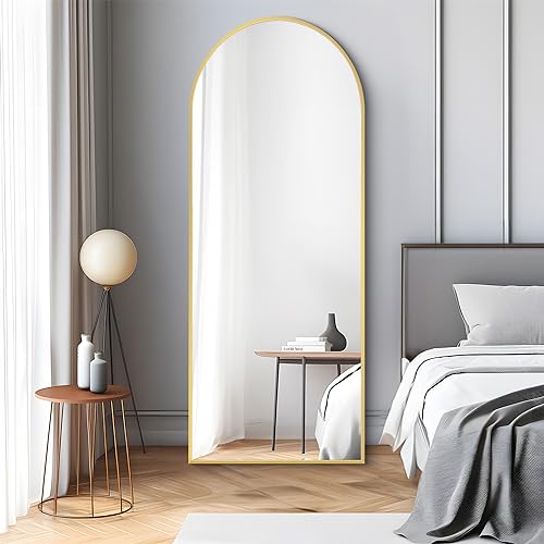 COFENY Full Length Mirror, 64" x 21" Arched Mirror Full Length Gold Floor Wall Mirror Standing, Leaning or Hanging, Big Arch Full Body Mirrors Standing Mirror for Bedroom Living Room Bathroom - 64x21inch - gold