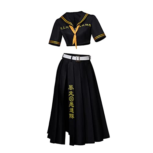 VintageCos Anime Tokyo Cosplay Revengers Costume JK Suit Student Uniform Black Skirt Halloween Outfit for Women - Medium - Black