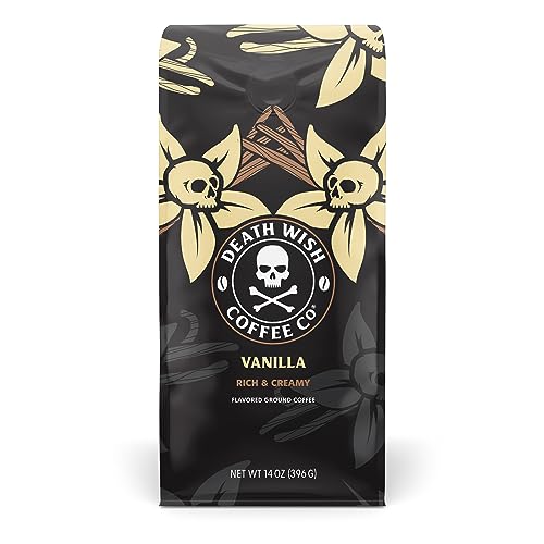 DEATH WISH COFFEE - Vanilla Ground Coffee (14 oz) - Vanilla - 14 Ounce (Pack of 1)