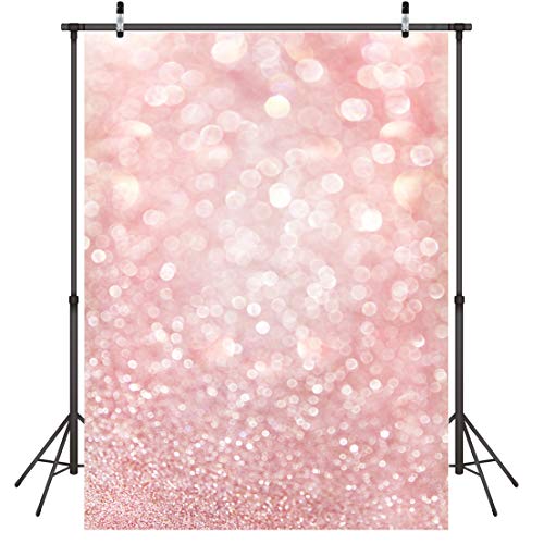 LYWYGG 5X7FT Pink Backdrop Pink Sparkling Bokeh Background Vinyl Backdrops Children's Photography Props Photo Backdrop Baby Shower Photo Studio Backdrop Birthday Party Backdrop CP-126 - 5x7FT