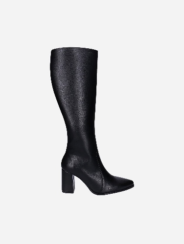 Iona Women's Apple Leather High Heel Knee Vegan Boots | Black | UK8 / EU42 / US10