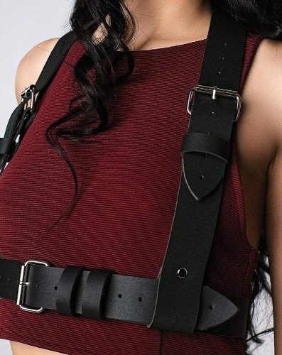 Leather harness "Classic" - l / red