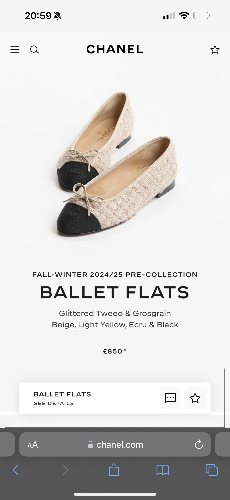 Ballet flats - Glittered tweed & grosgrain, beige, light yellow, ecru & black — Fashion | CHANEL
