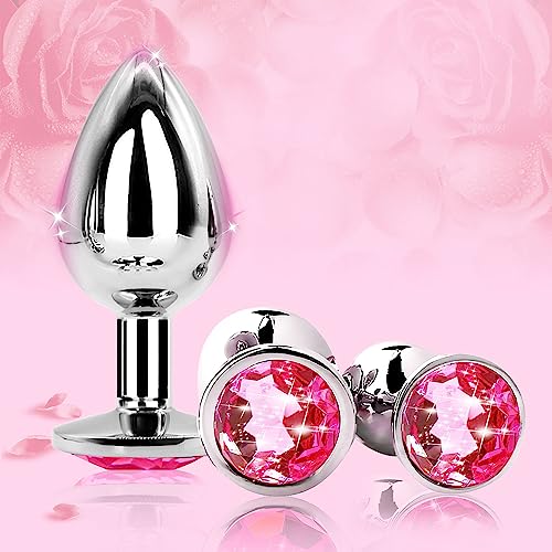 KH-3 PCS (Pink) Diamond Stainless Steel Metal Trainer Kit Male Exercise Plug Kit Used for Couple Women Men Beginner