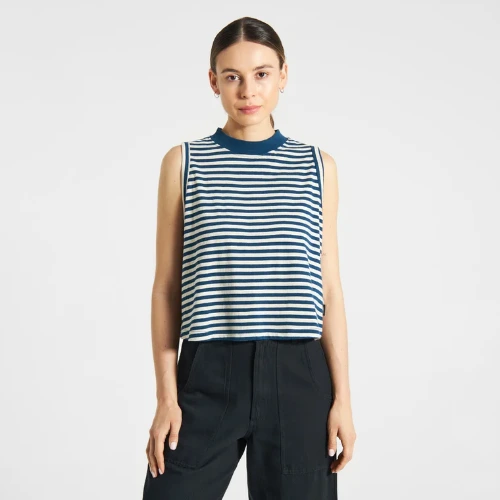 DEDICATED - Top Namsos Stripes Estate Blue/Vanilla White