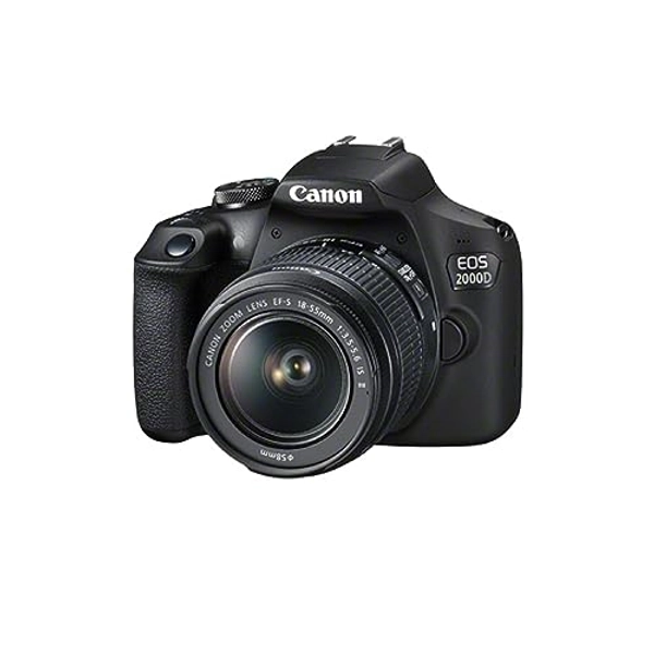 Canon EOS 2000d | Appareil Photo Réflex + (APS-C, 24.1 MP, WiFi, Full HD) + 2ème Batterie + Objectif EF-S 18-55mm f/3,5-5,6 is II stabilisé - Amazon Exclusive Noir
