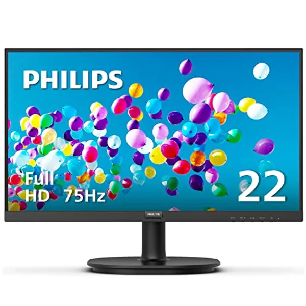 PHILIPS 22 inch Class Thin Full HD (1920 x 1080) 75Hz Monitor, VESA, HDMI & VGA Port, 4 Year Advance Replacement Warranty, 221V8LN