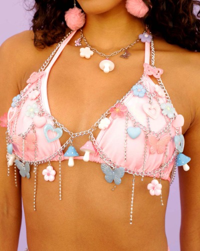 Petal Pixie Chain Top with Charms | Pink/Silver