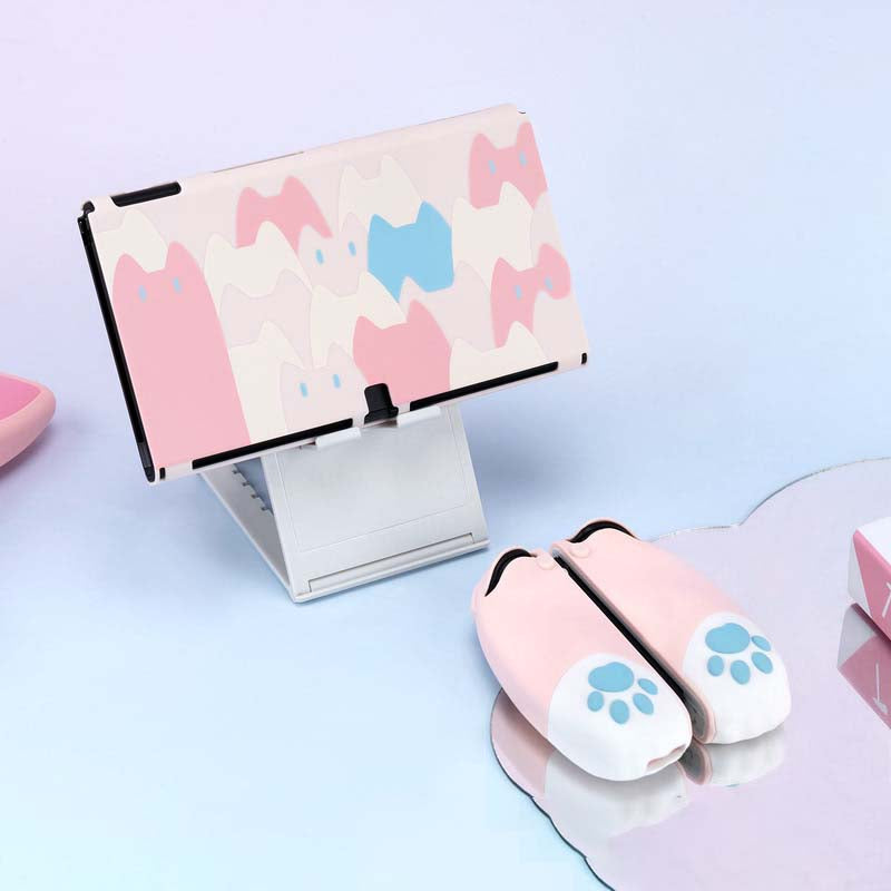 Ergonomic Cat Switch Case: Complete Protection - Pink / Switch OLED