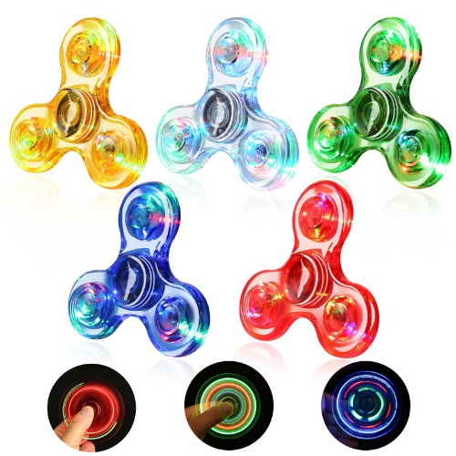 SCIONE Fidget Spinner LED 5 Pack, Pasen Party Bag Fillers voor Kids -LED Light up Crystal Fidget Hand Spinner-Angst Speelgoed Stress Relief Reducer